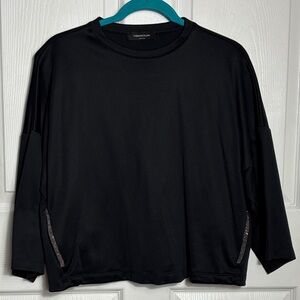 FABIANA FILIPPI Black Women's Top Rhinestone pocket detail Size 6 Cotton Blend